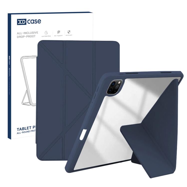 XDcase Rice Grain Texture Y-fold Holder Smart Tablet Leather Case with Pen Slot, For iPad Pro 12.9 inch 2022 / 2021 / 2020