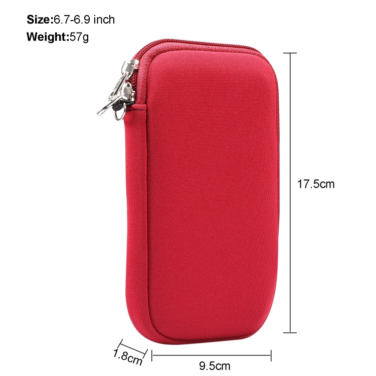 Universal Elasticity Zipper Protective Case Storage Bag with Lanyard For iPhone 12 Pro Max / 6.7-6.9 inch Smart Phones, For iPhone 12 Pro Max