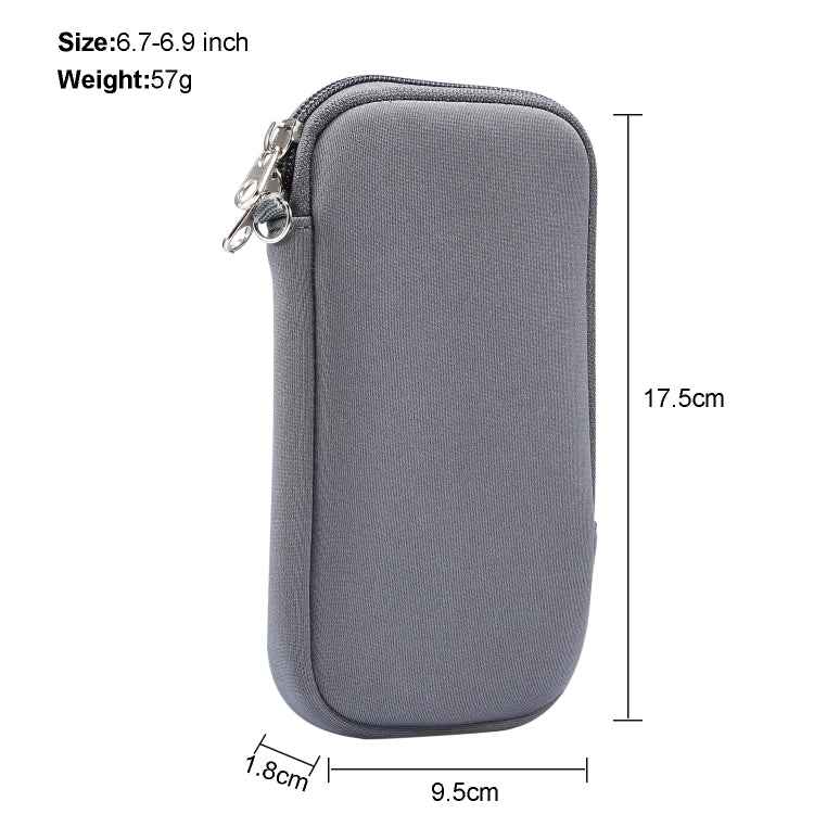 Universal Elasticity Zipper Protective Case Storage Bag with Lanyard For iPhone 12 Pro Max / 6.7-6.9 inch Smart Phones, For iPhone 12 Pro Max