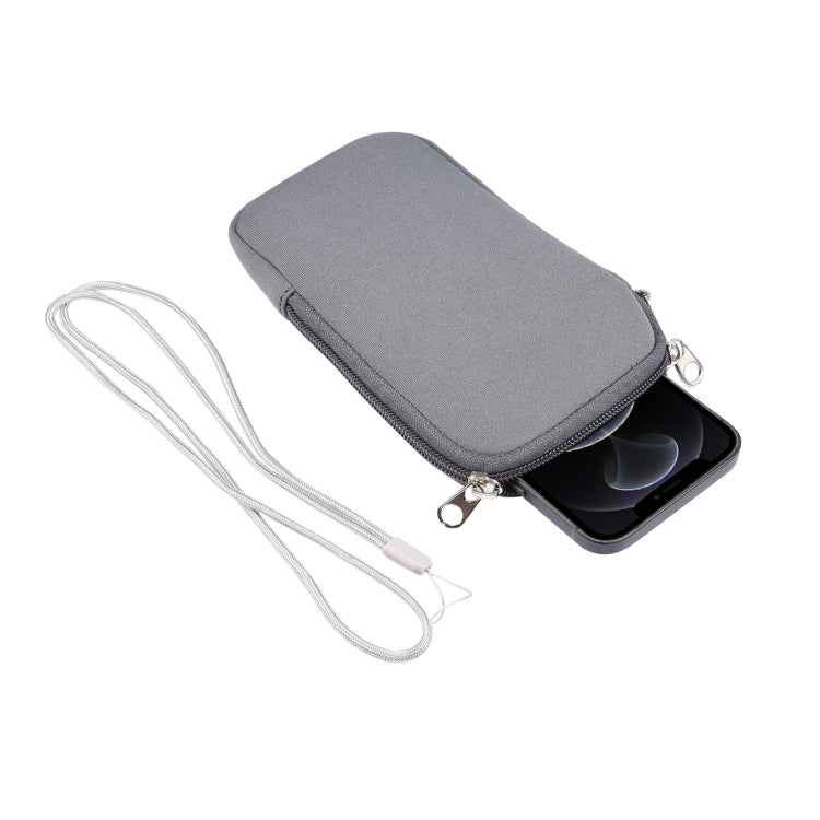 Universal Elasticity Zipper Protective Case Storage Bag with Lanyard For iPhone 12 Pro Max / 6.7-6.9 inch Smart Phones, For iPhone 12 Pro Max