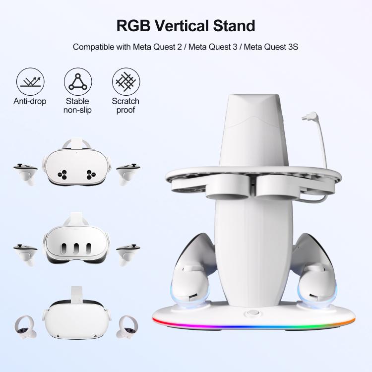 WG68 RGB Lighting VR Fast Charging Display Stand, US Plug, For Meta Quest 2 / 3 / 3S