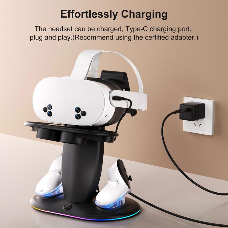 WG68 RGB Lighting VR Fast Charging Display Stand, US Plug, For Meta Quest 2 / 3 / 3S