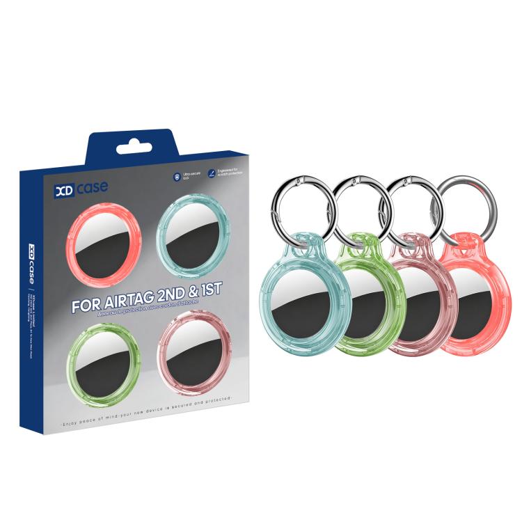 XDcase 4pcs Translucent Hard PC Protective Case with Key Ring, 4PCS (Transparent Black Green Blue), 4PCS (Transparent Blue Green Red Pink)