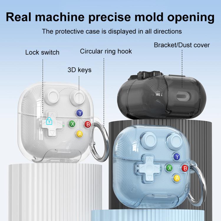 XDcase Transparent Retro Game Console Design Earbuds Case with Holder & Stress Relief Button, For Huawei FreeClip 2