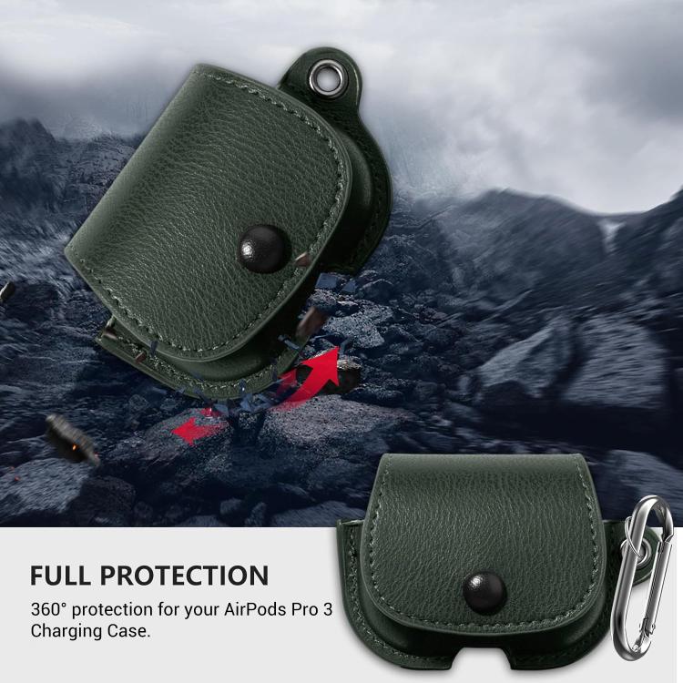 XDcase Backpack Style PU Leather Earphone Protective Case with Carabiner, For AirPods Pro 3, For AirPods 4, For AirPods Pro 2 / 1