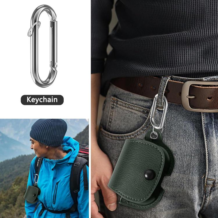 XDcase Backpack Style PU Leather Earphone Protective Case with Carabiner, For AirPods Pro 3, For AirPods 4, For AirPods Pro 2 / 1