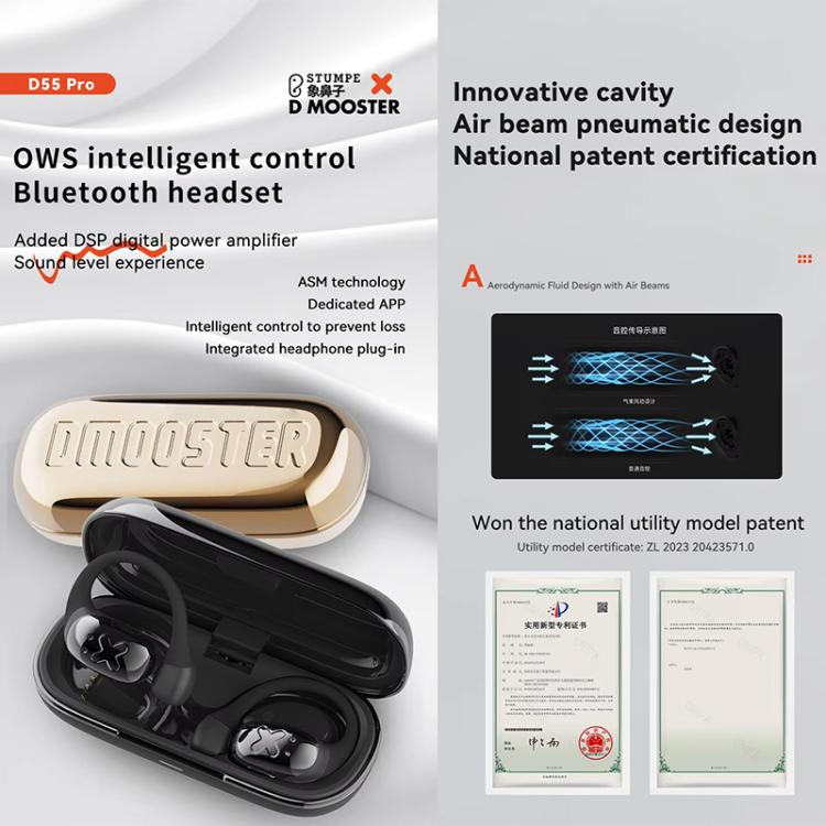 D MOOSTER D55 Pro OWS Ear-Mounted ENC Noise Reduction Wireless Bluetooth Earphones