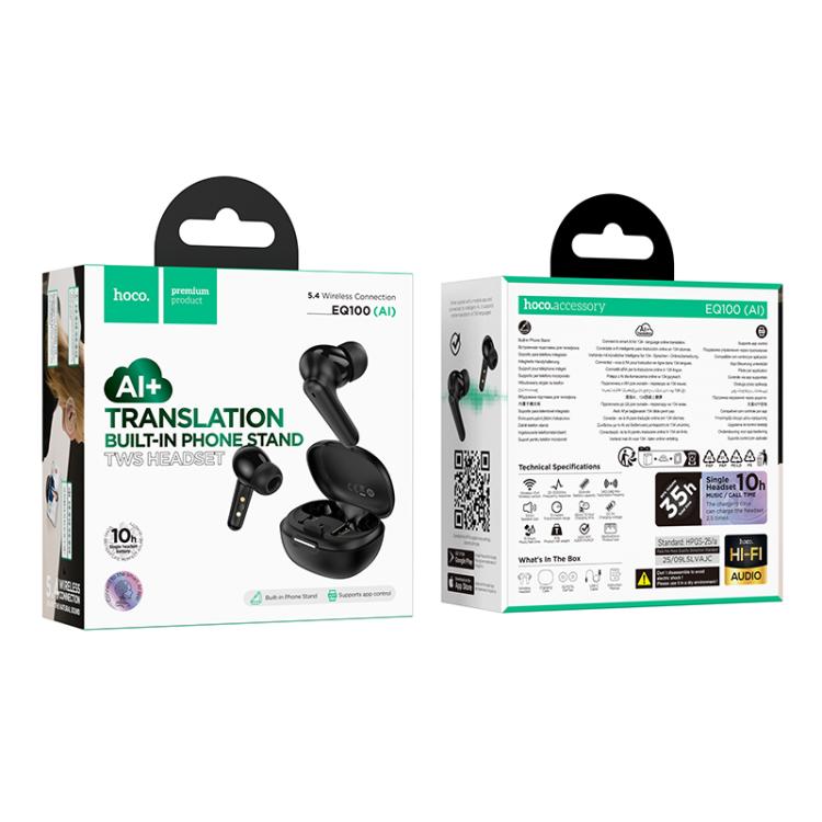 hoco EQ100 Intelligent AI Translation Wireless Bluetooth Earphones, Supports App Control