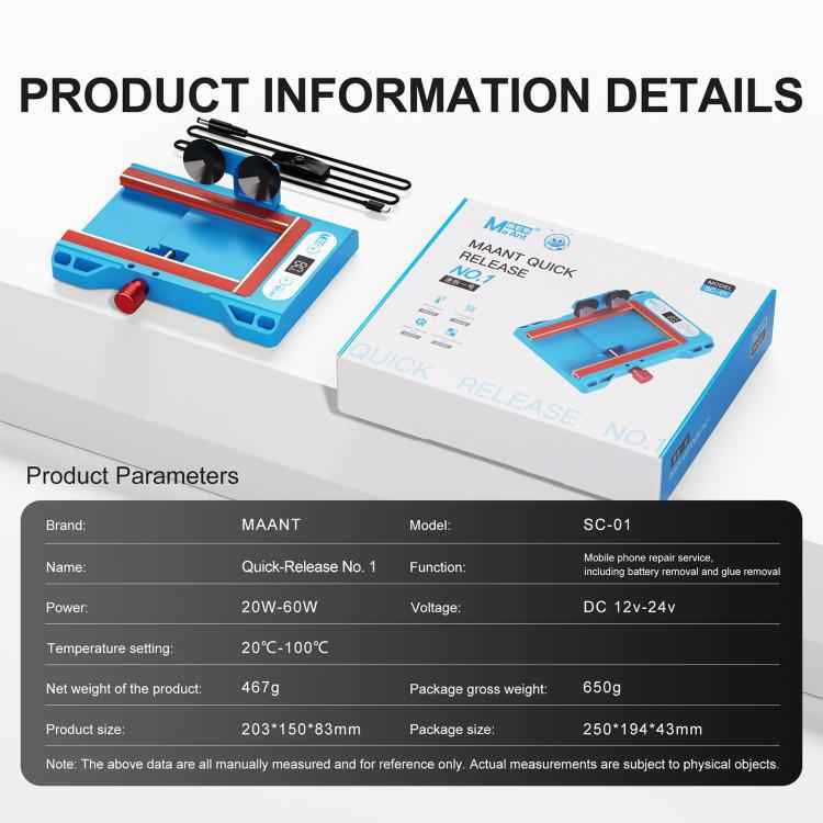 MaAnt SC-01 Quick Release NO.1 Heating Screen Removal and Adhesive Elimination Machine, MaAnt SC-01