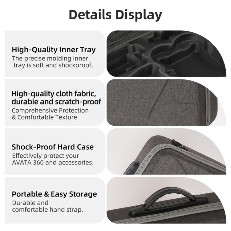For DJI Avata 360 Sunnylife Carrying Hard Travel Storage Bag, Easy Carrying Combo Bag, 5-Batteries Combo Bag, 6-Batteries Combo Bag