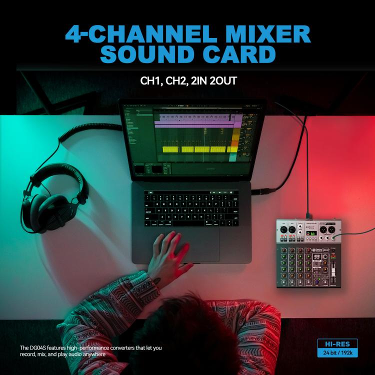 DEBRA DG04S 24bit/192kHz 4-Channels Mixer Sound Card, US Plug, EU Plug, AU Plug, UK Plug