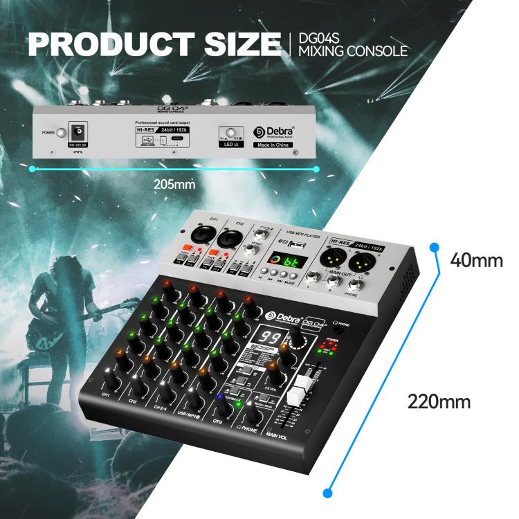 DEBRA DG04S 24bit/192kHz 4-Channels Mixer Sound Card, US Plug, EU Plug, AU Plug, UK Plug