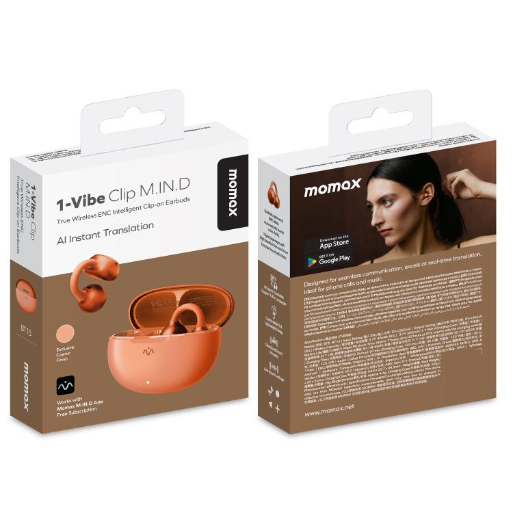 MOMAX 1-Vibe Clip M.IN.D True Wireless Clip Noise Reduction Bluetooth 6.0 Earphones