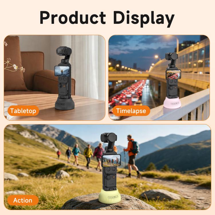 For DJI Osmo Pocket 4 / 3 Sunnylife Silicone Stand Base Car Center Console Base Desktop Stabilizer Supporting Holder, Car Base, Tabletop Base