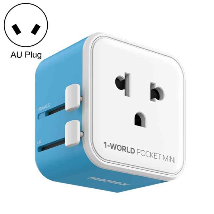 MOMAX UA37 1-World Pocket Mini Ultra-thin Universal Travel Adapter, AU Plug, EU Plug, UK Plug, US Plug