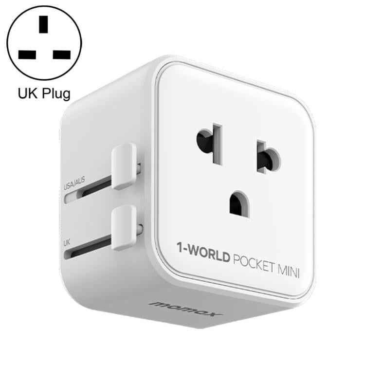 MOMAX UA37 1-World Pocket Mini Ultra-thin Universal Travel Adapter, AU Plug, EU Plug, UK Plug, US Plug