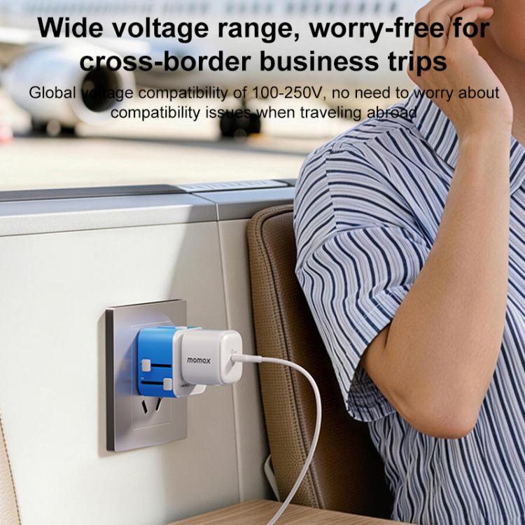 MOMAX UA37 1-World Pocket Mini Ultra-thin Universal Travel Adapter, AU Plug, EU Plug, UK Plug, US Plug
