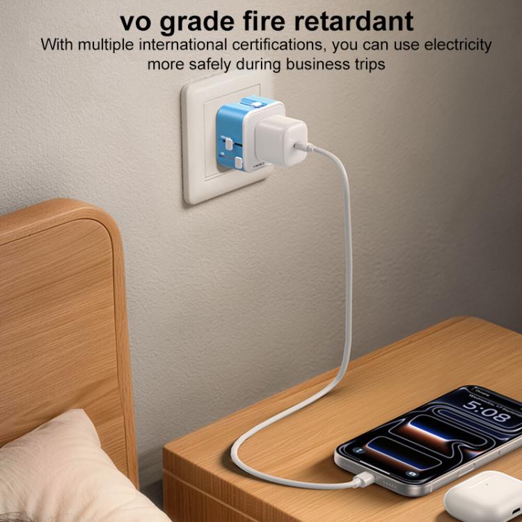 MOMAX UA37 1-World Pocket Mini Ultra-thin Universal Travel Adapter, AU Plug, EU Plug, UK Plug, US Plug