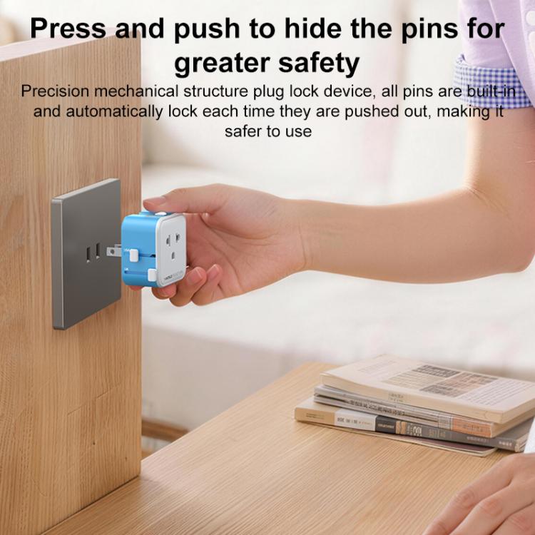 MOMAX UA37 1-World Pocket Mini Ultra-thin Universal Travel Adapter, AU Plug, EU Plug, UK Plug, US Plug