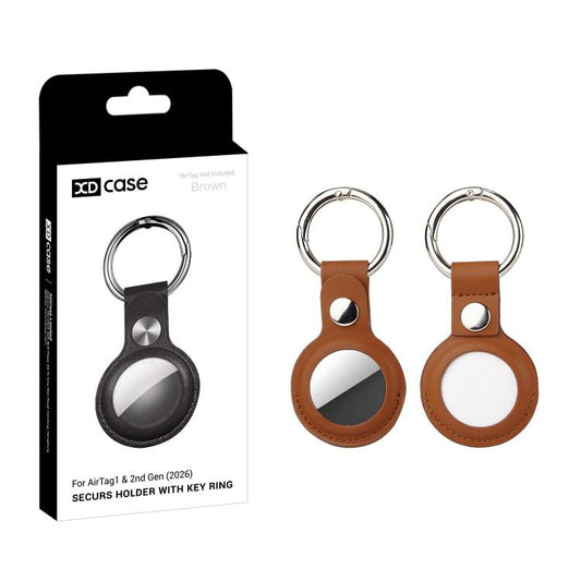 XDcase Double-sided Hollow Vegan Leather Protective Case with Metal Ring, For AirTag 2nd Gen / AirTag 1st Gen