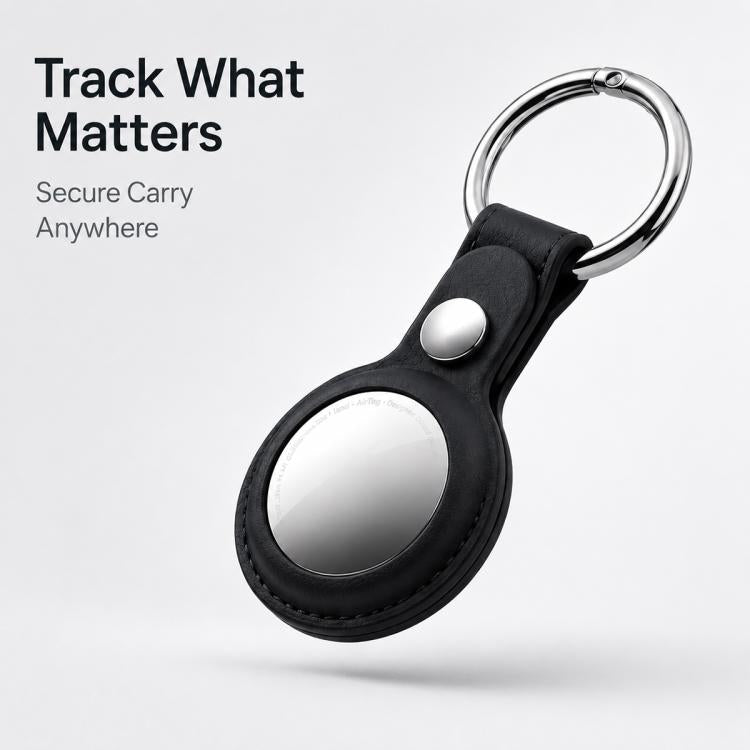 XDcase Double-sided Hollow Vegan Leather Protective Case with Metal Ring, For AirTag 2nd Gen / AirTag 1st Gen