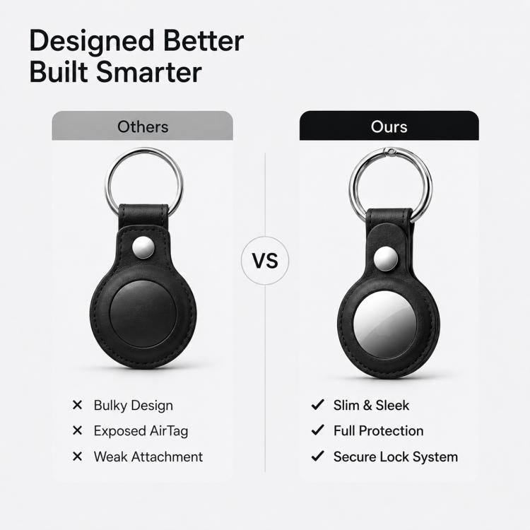 XDcase Double-sided Hollow Vegan Leather Protective Case with Metal Ring, For AirTag 2nd Gen / AirTag 1st Gen