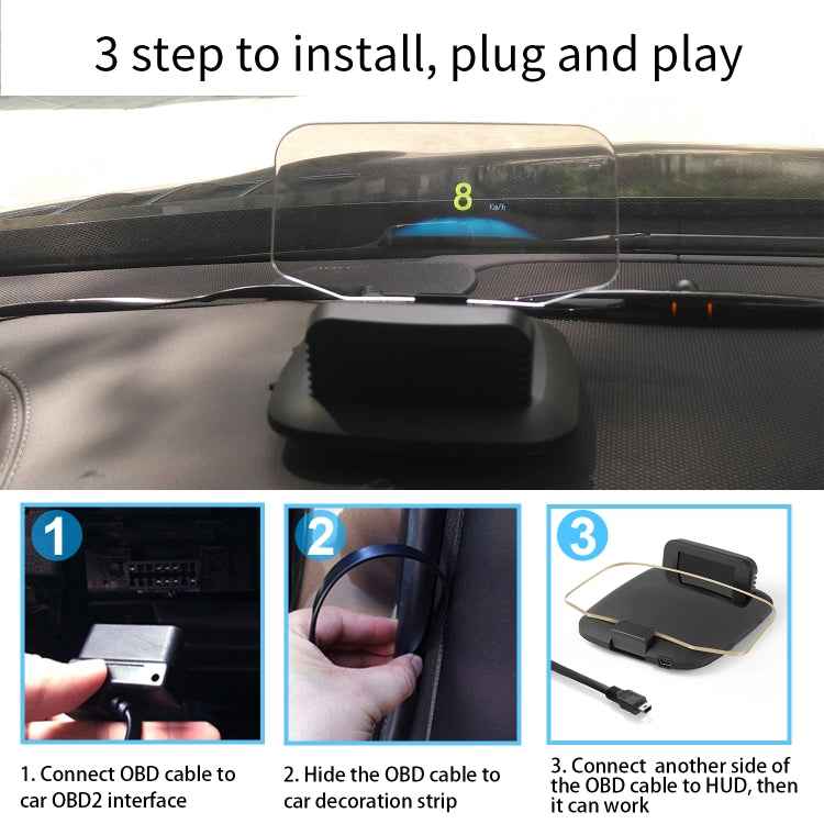 C1 OBD2 + GPS Mode Car HUD Head-up Display Compass / Speed / Water Temperature / Voltage Display / Speed Alarm / Fault Alarm