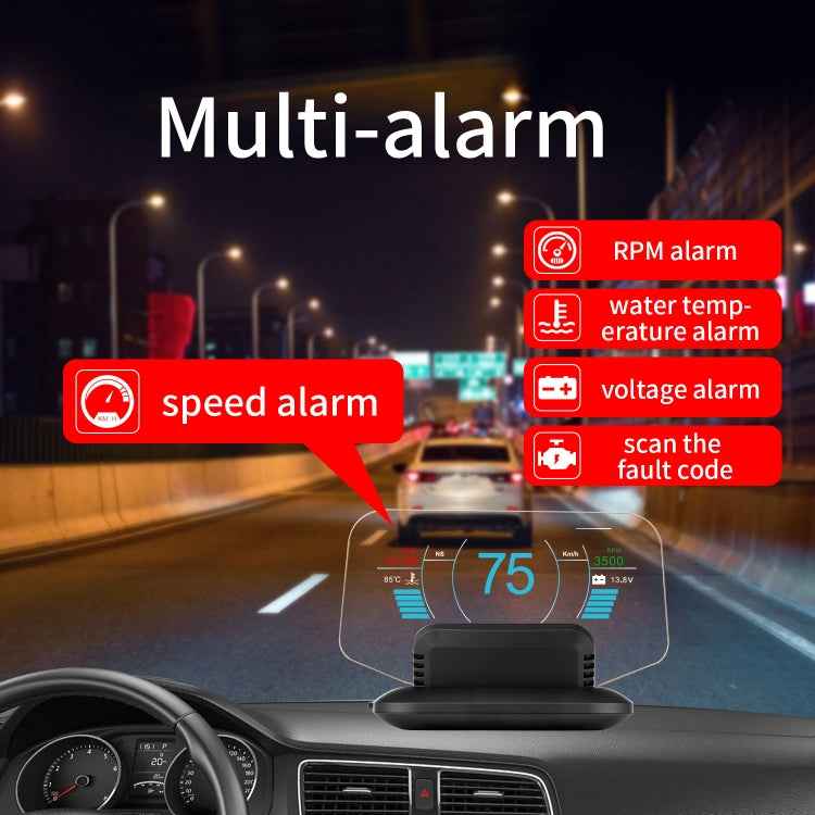 C1 OBD2 + GPS Mode Car HUD Head-up Display Compass / Speed / Water Temperature / Voltage Display / Speed Alarm / Fault Alarm