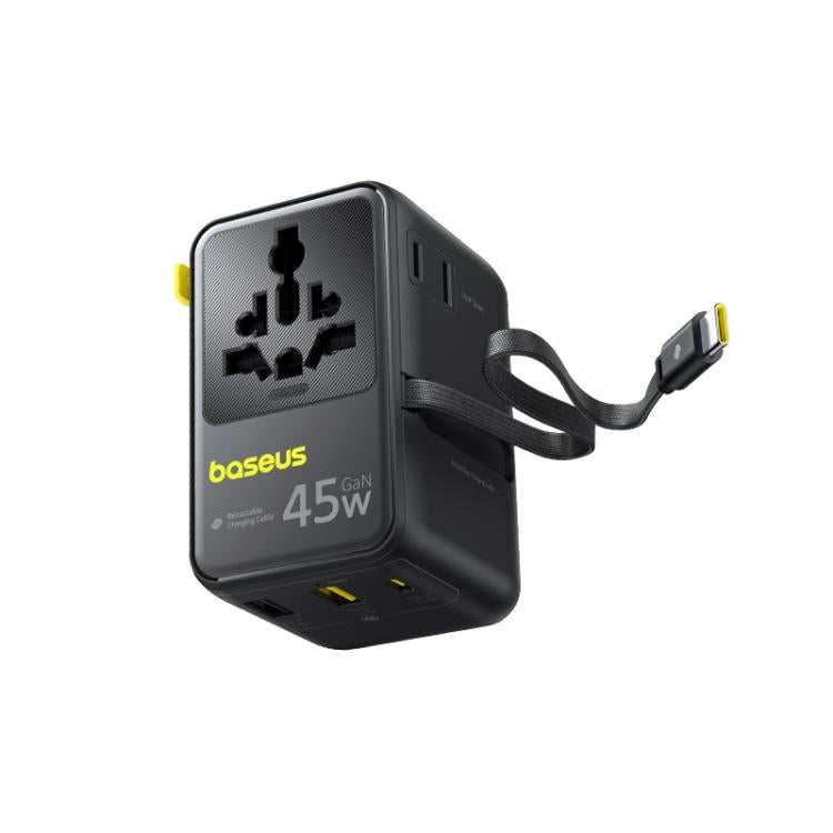 Baseus PicoGo AG11 45W Converter Travel Universal Adapter with Type-C Retractable Cable, 45W