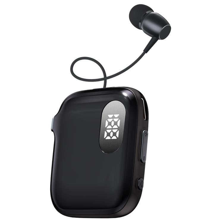QRSC-K91 AI Edition Lavalier LED Digital Display Bluetooth Earphone with 32cm Retractable Cable