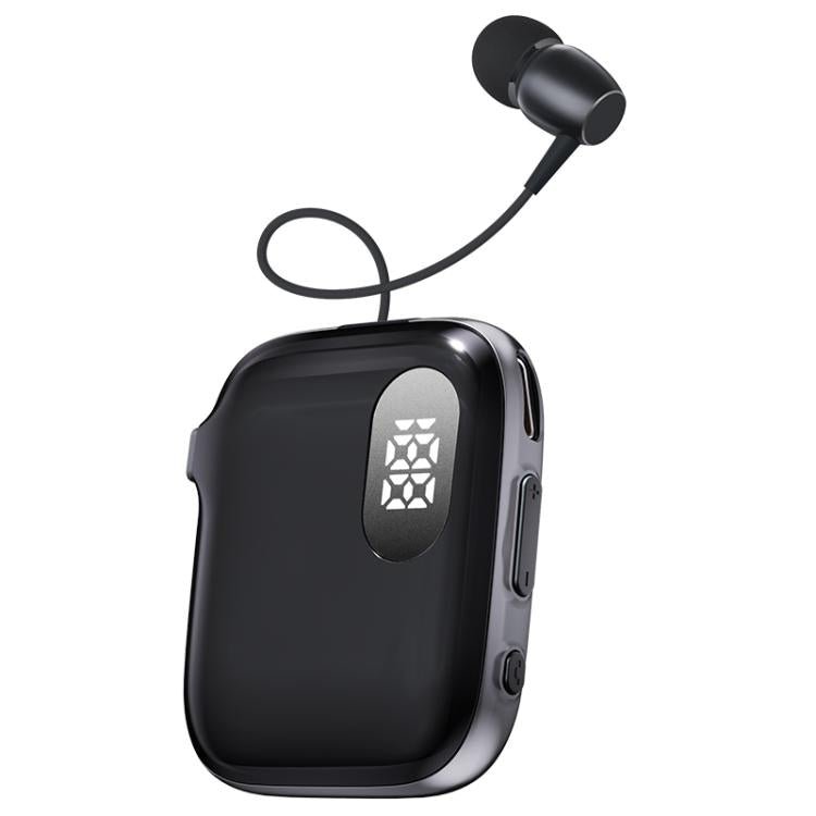 QRSC-K91 AI Edition Lavalier LED Digital Display Bluetooth Earphone with 32cm Retractable Cable