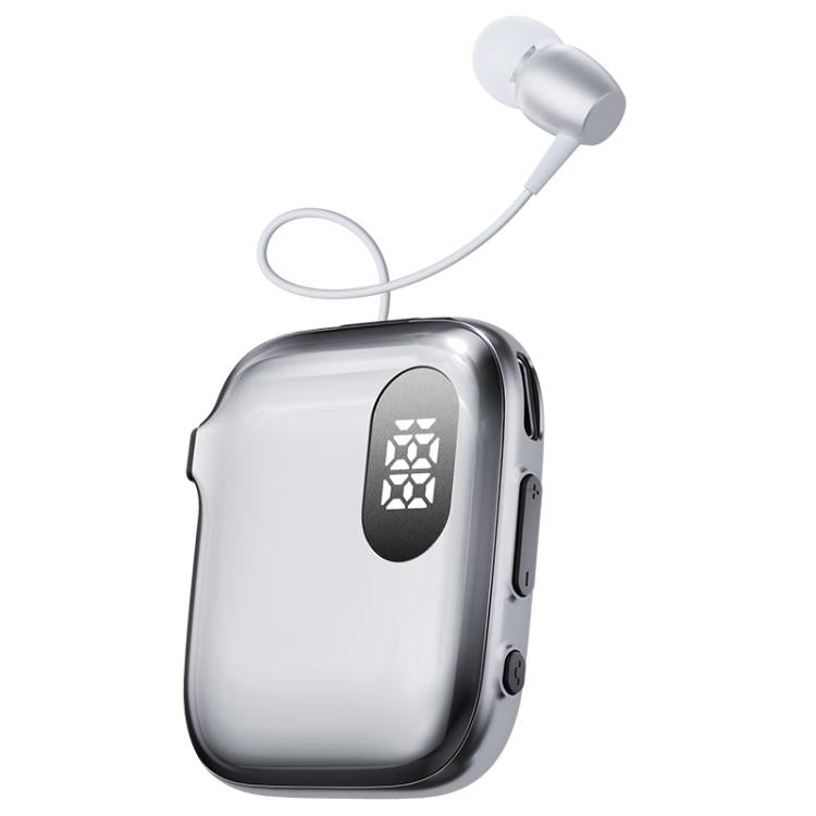 QRSC-K91 AI Edition Lavalier LED Digital Display Bluetooth Earphone with 32cm Retractable Cable