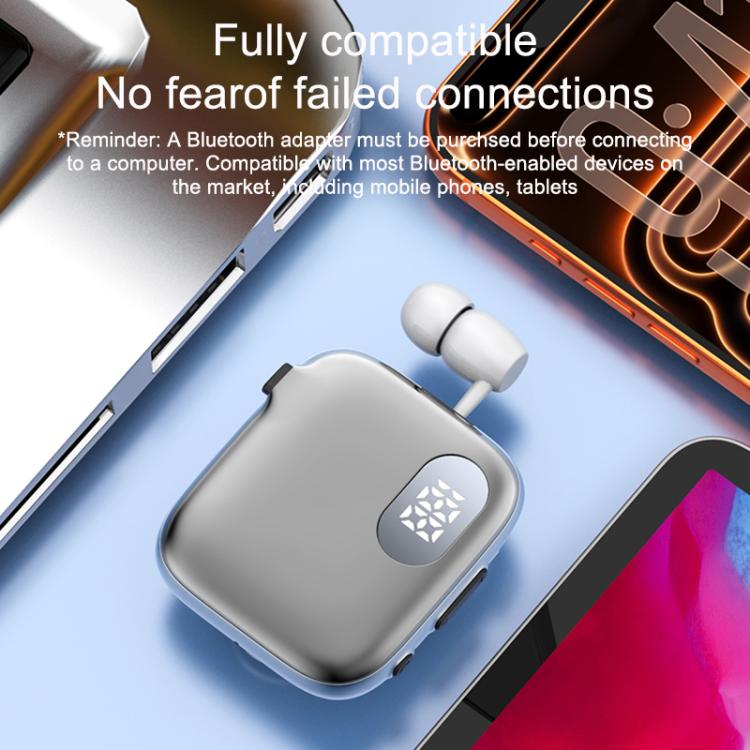 QRSC-K91 AI Edition Lavalier LED Digital Display Bluetooth Earphone with 32cm Retractable Cable