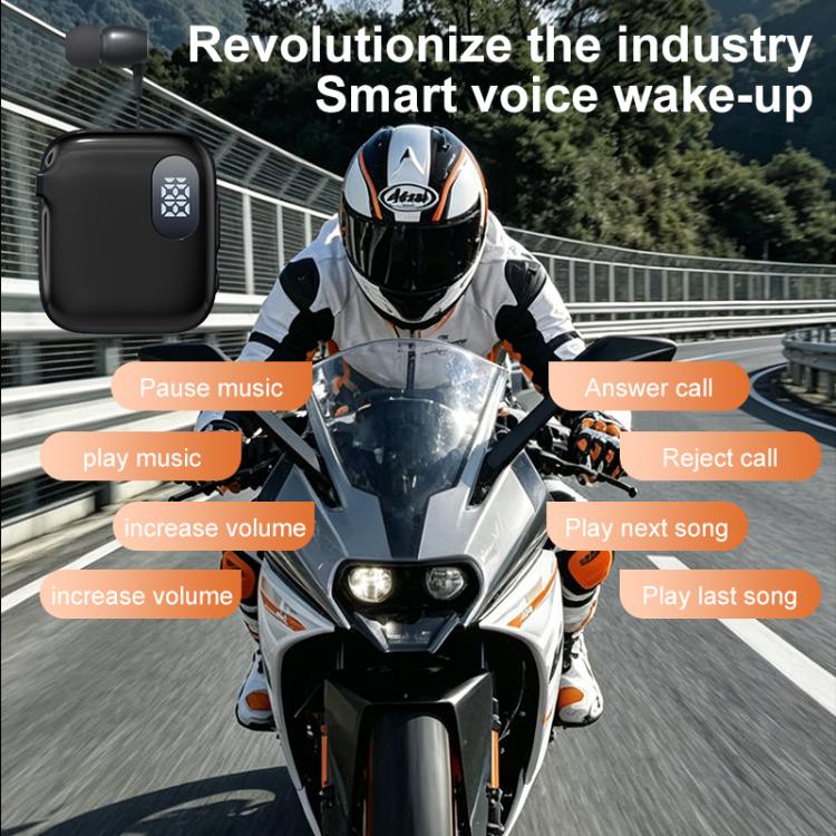 QRSC-K91 AI Edition Lavalier LED Digital Display Bluetooth Earphone with 32cm Retractable Cable