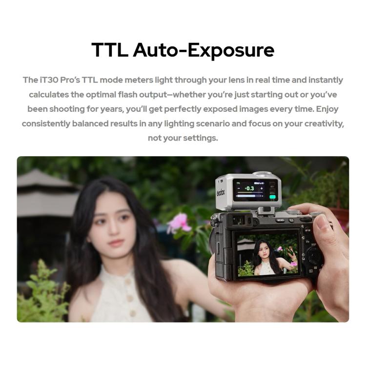 Godox iT30 Pro TTL Mini iFlash Camera Flash Light, iT30 Pro C For Canon, iT30 Pro N For Nikon, iT30 Pro S For Sony, iT30 Pro F For FUJIFILM, iT30 Pro O For Olympus / Panasonic, iT30 Pro L For Leica