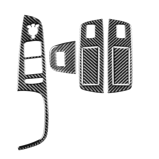 6 in 1 Car Carbon Fiber Window Glass Lifter Panel Decorative Sticker for Audi Q7 2008-2015, Left Drive, Window Glass Lifter, Left Drive