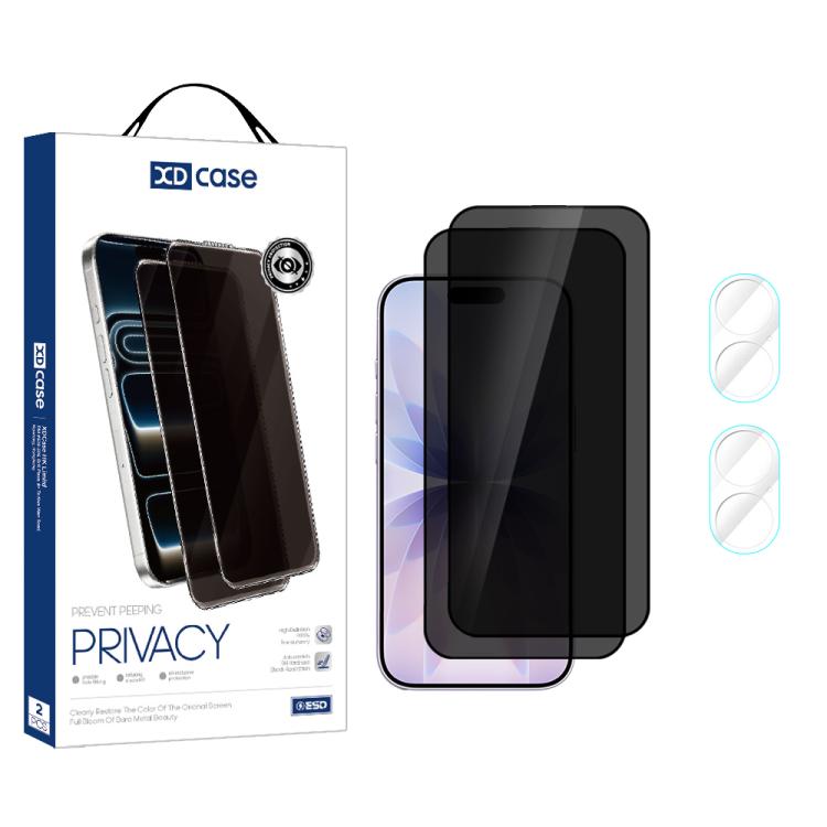 XDcase 2 Pairs Anti-Peep Tempered Glass Screen Protector + Transparent Lens Protector, For iPhone 17 Pro Max, For iPhone 17 Pro, For iPhone 17, For iPhone Air