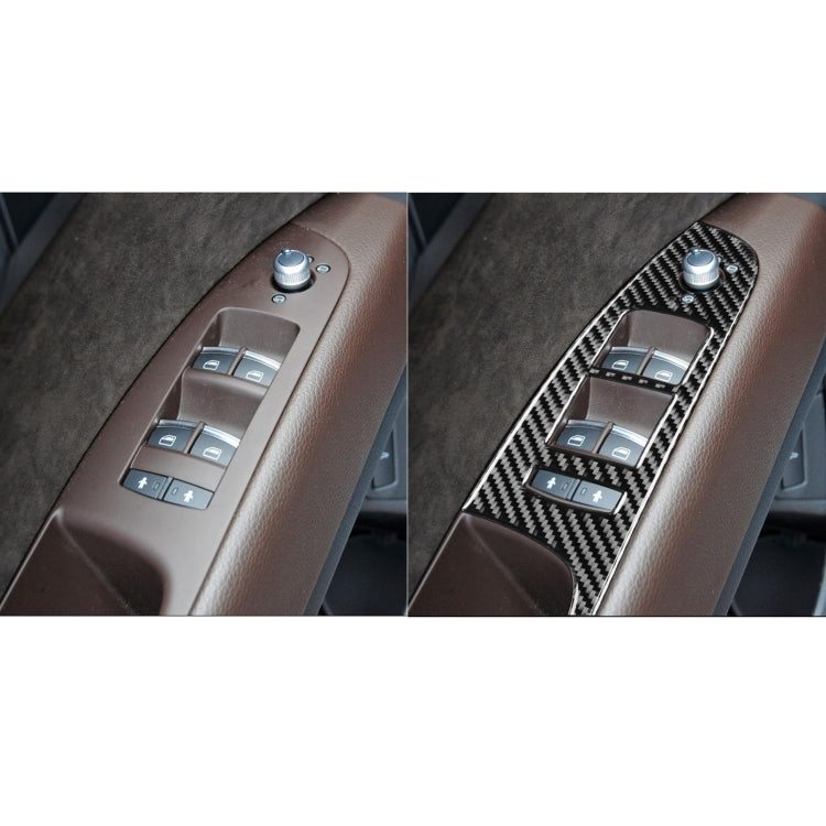 6 in 1 Car Carbon Fiber Window Glass Lifter Panel Decorative Sticker for Audi Q7 2008-2015, Left Drive, Window Glass Lifter, Left Drive