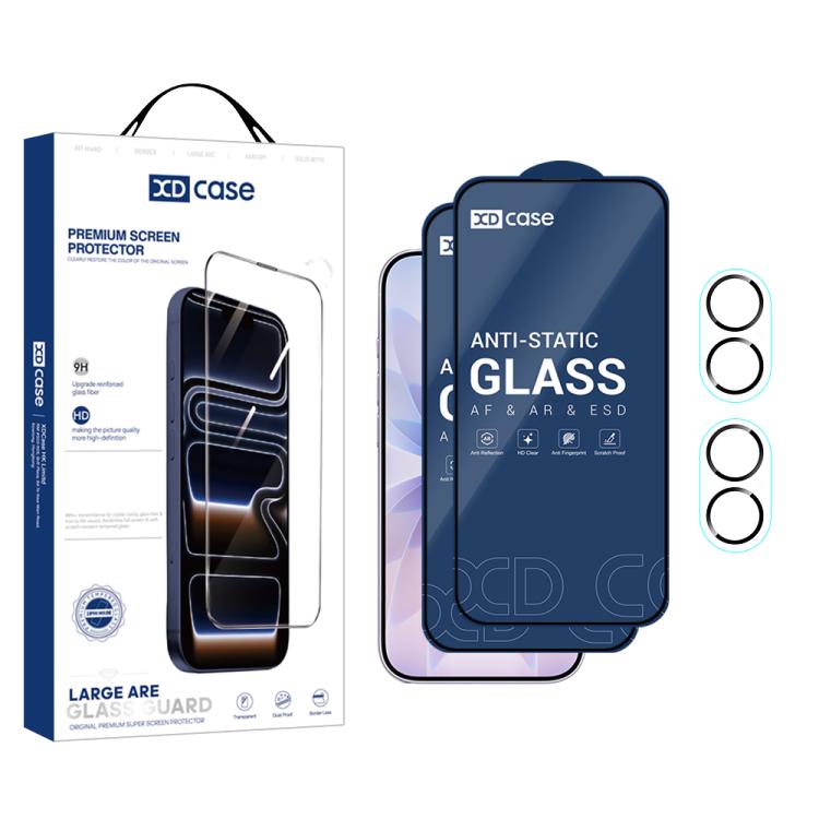 XDcase 2 Pairs HD Tempered Glass Screen Protector + Silkscreen Lens Protector, For iPhone 17 Pro Max, For iPhone 17 Pro, For iPhone 17, For iPhone Air