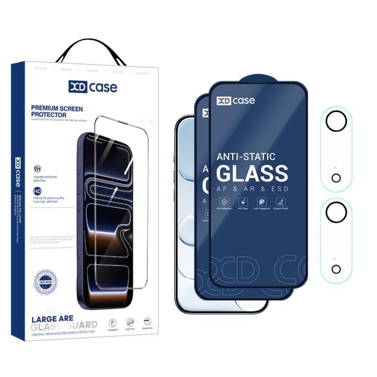 XDcase 2 Pairs HD Tempered Glass Screen Protector + Silkscreen Lens Protector, For iPhone 17 Pro Max, For iPhone 17 Pro, For iPhone 17, For iPhone Air