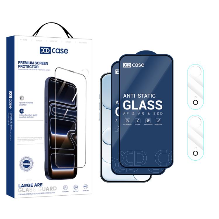 XDcase 2 Pairs HD Tempered Glass Screen Protector + Transparent Lens Protector, For iPhone 17 Pro Max, For iPhone 17 Pro, For iPhone 17, For iPhone Air