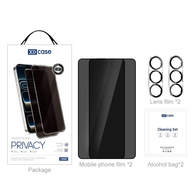 XDcase 2 Pairs Anti-Peep Tempered Glass Screen Protector + Silkscreen Lens Protector, For Galaxy S26+ 5G, For Galaxy S26 Ultra 5G, For Galaxy S26 5G