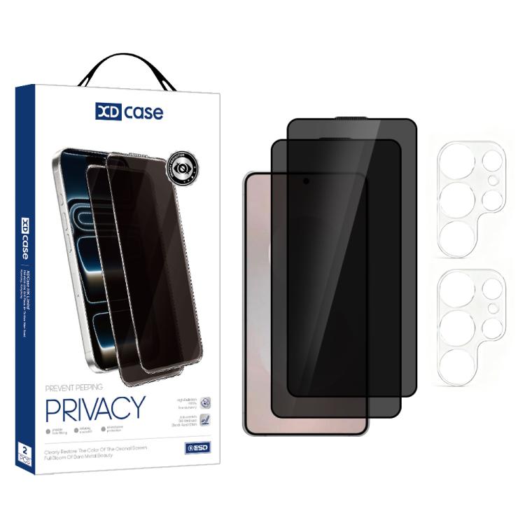 XDcase 2 Pairs Anti-Peep Tempered Glass Screen Protector + Transparent Lens Protector, For Galaxy S26+ 5G, For Galaxy S26 Ultra 5G, For Galaxy S26 5G