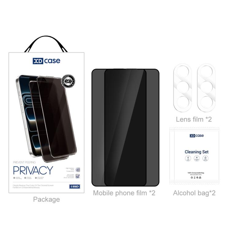 XDcase 2 Pairs Anti-Peep Tempered Glass Screen Protector + Transparent Lens Protector, For Galaxy S26+ 5G, For Galaxy S26 Ultra 5G, For Galaxy S26 5G