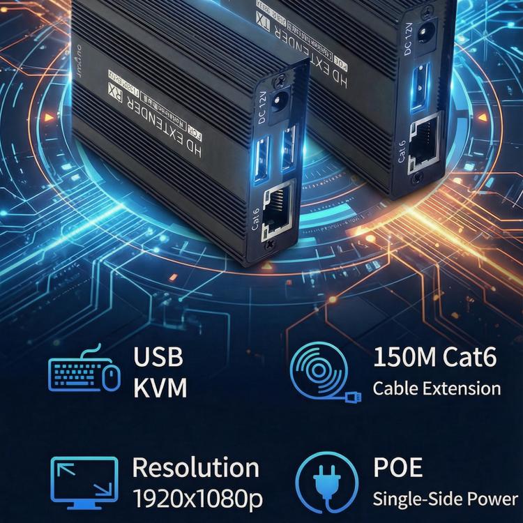 ET1815KVM 150m 1080P 60Hz HDMI Extender with Cat6 / RJ45 / KVM Port, US Plug, EU Plug, AU Plug, UK Plug