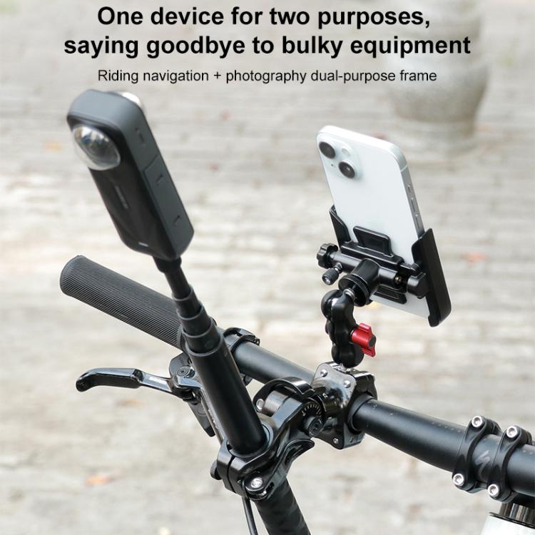 Aluminum Quick-Adjust Bicycle Extension Bar Mount, Phone Clamp Kit, Handlebar Tube Kit, Tube with Phone Clamp + Stick, Stick Tube Phone Clamp Combo Set