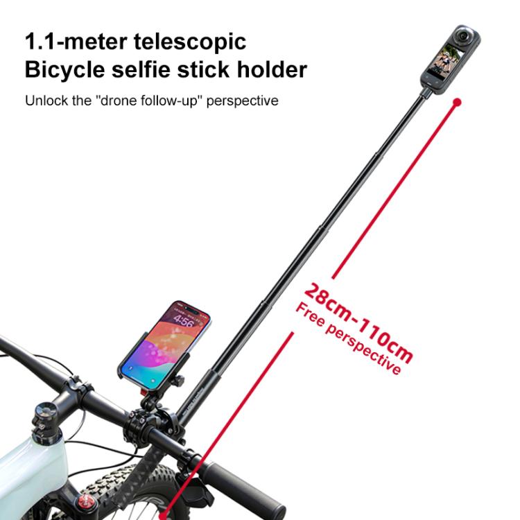 Aluminum Quick-Adjust Bicycle Extension Bar Mount, Phone Clamp Kit, Handlebar Tube Kit, Tube with Phone Clamp + Stick, Stick Tube Phone Clamp Combo Set