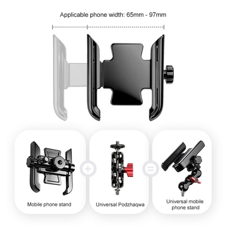 Aluminum Quick-Adjust Bicycle Extension Bar Mount, Phone Clamp Kit, Handlebar Tube Kit, Tube with Phone Clamp + Stick, Stick Tube Phone Clamp Combo Set