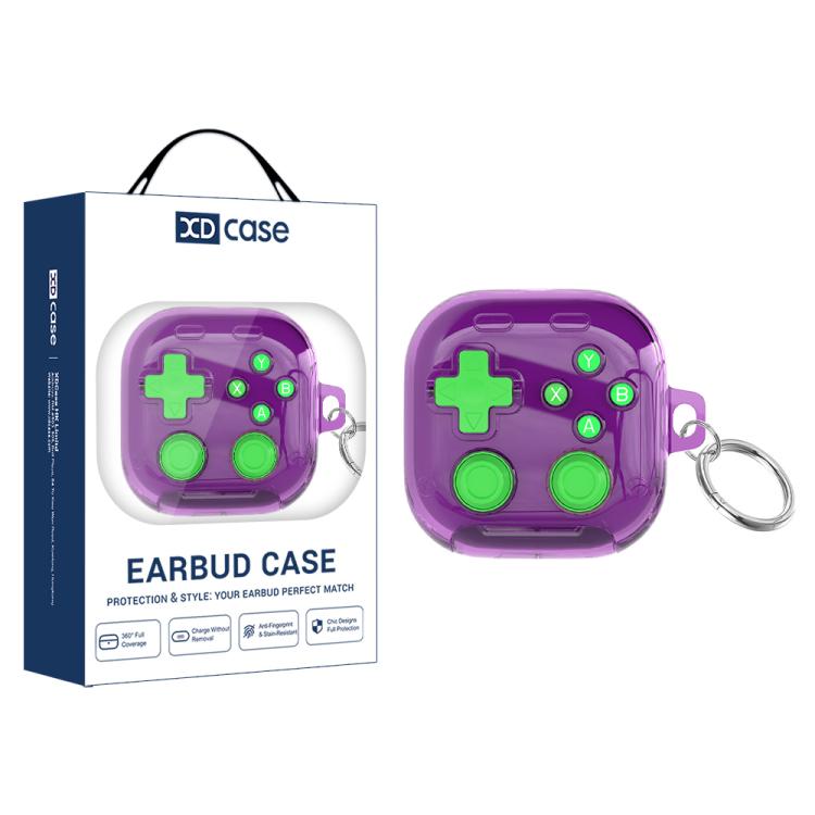 XDcase Transparent Retro Game Console Design Earbuds Case with Holder & Stress Relief Button, For Galaxy Buds4 / Buds4 Pro