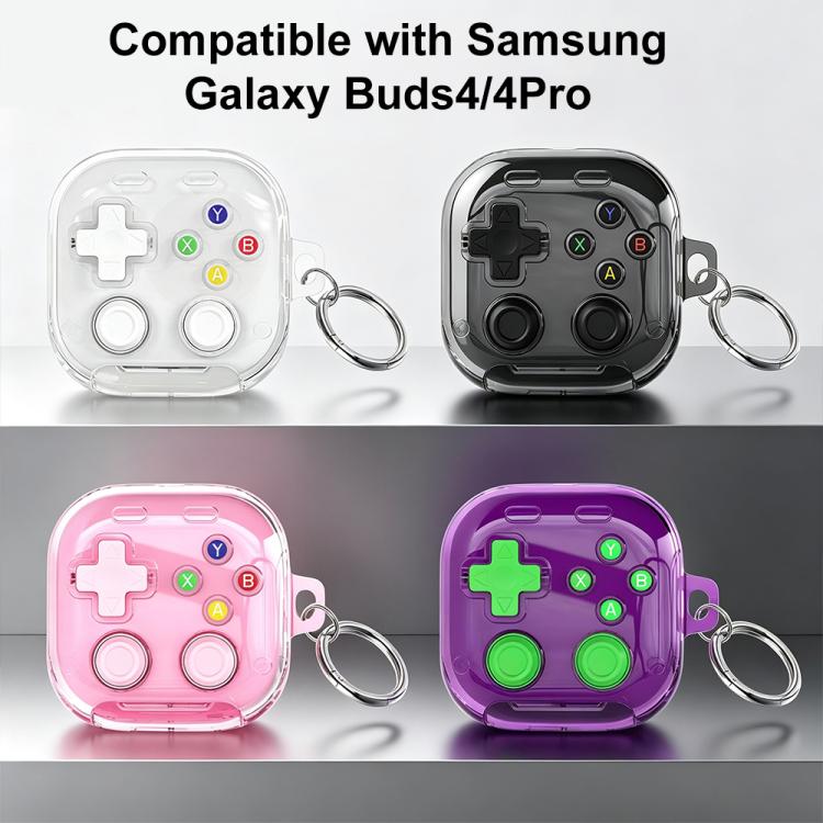 XDcase Transparent Retro Game Console Design Earbuds Case with Holder & Stress Relief Button, For Galaxy Buds4 / Buds4 Pro